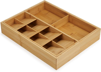 Joseph Joseph DrawerStore Compact Utensil Organizer For Kitchen Drawer Silverware, Flatware Tray, Small, Bamboo