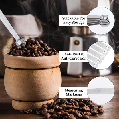 Stainless Steel Measuring Spoons Set - 5 Pcs, 1/3, 1/4, 3/6, 1/8, 1/16 Tsp