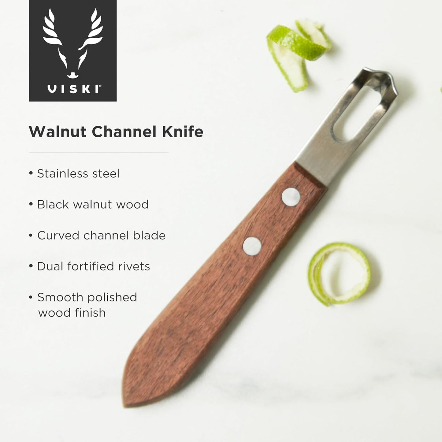 Viski Citrus Peeler Tool, Fruit Peeler for Cocktails, Bar Peeler Stainless Steel, Lemon Peeler, Professional Grade Cocktail Peeler, Bartender Tools