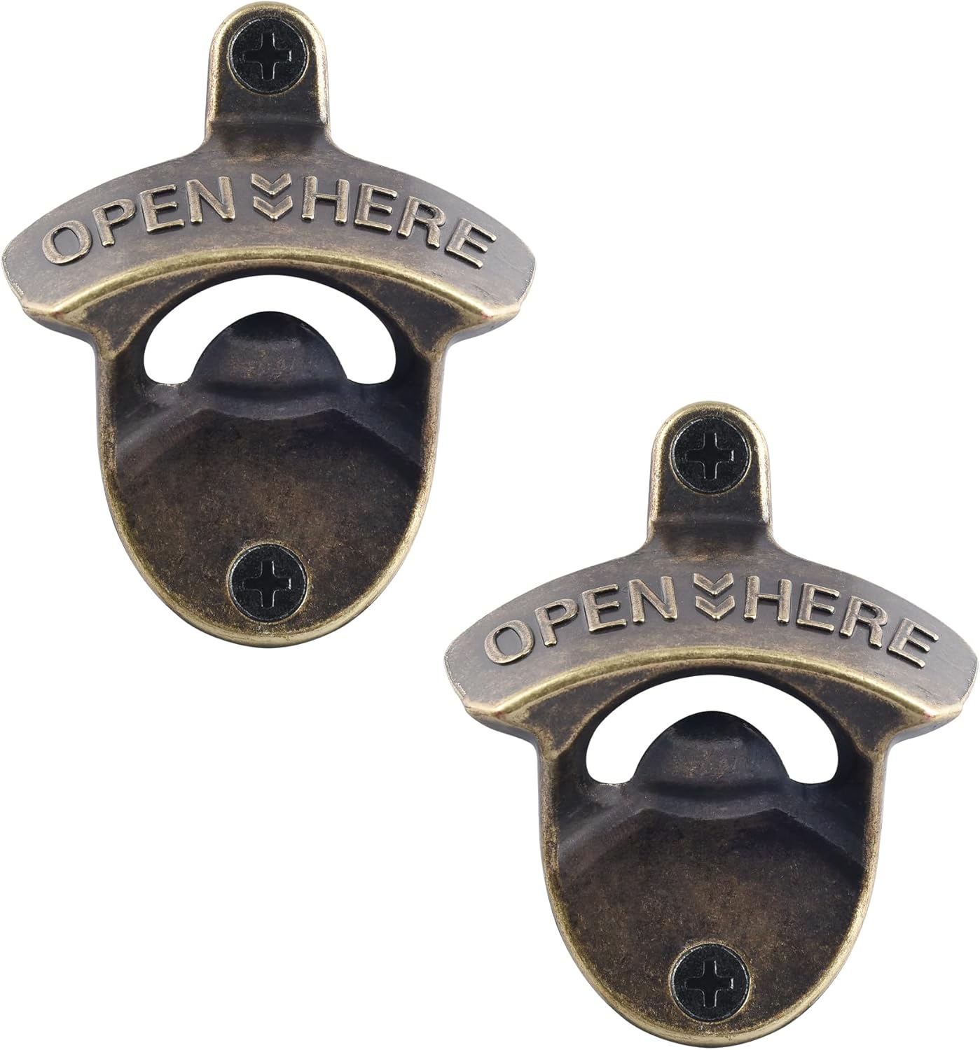 Vintage Copper Bottle Cap Opener Wall Mount, Retro Beer Bottle Opener with Screws for Homes Kitchen (Pack of 2)