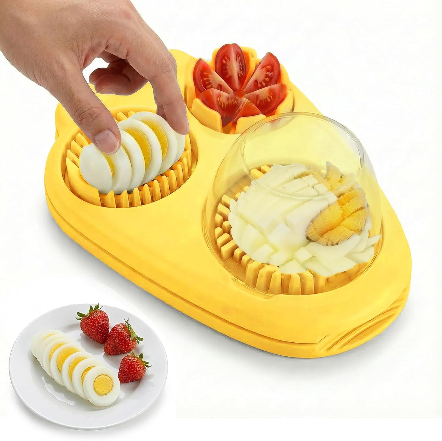 3-in-1 Heavy Duty Egg Slicer, Stainless Steel Blades with Multiple Cutting Modes for Hard Boiled Eggs, Mushrooms, Strawberry, Multifunctional Kitchen Tool, Send Goods from Local Warehouse