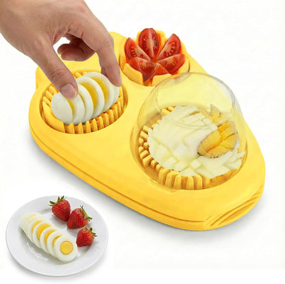 3-in-1 Heavy Duty Egg Slicer, Stainless Steel Blades with Multiple Cutting Modes for Hard Boiled Eggs, Mushrooms, Strawberry, Multifunctional Kitchen Tool, Send Goods from Local Warehouse