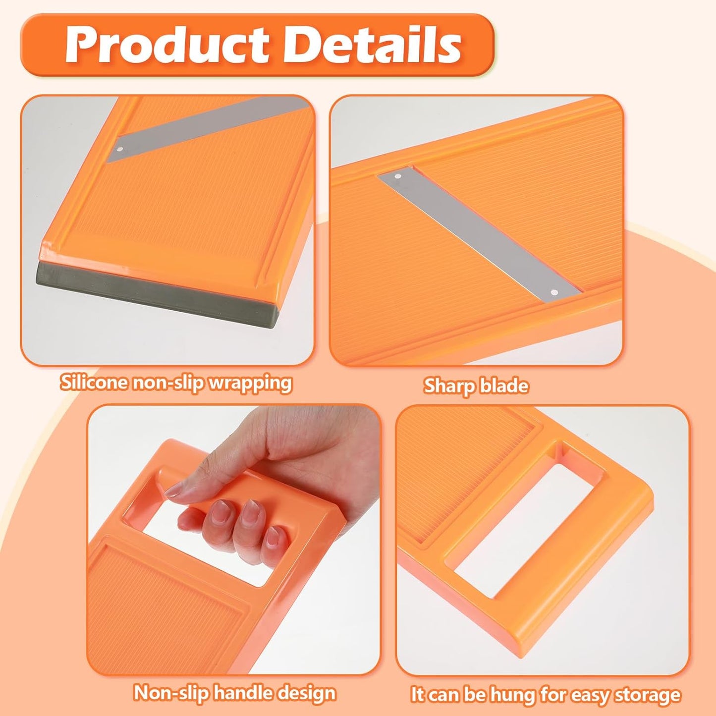 Vegetable Slicer Handheld,Portable Veggie Slicer Handheld,for Potato Chips, Mini Mandoline Slicers for Vegetables, Fruits, Cheese, Cucumber Slicers Thin, Orange