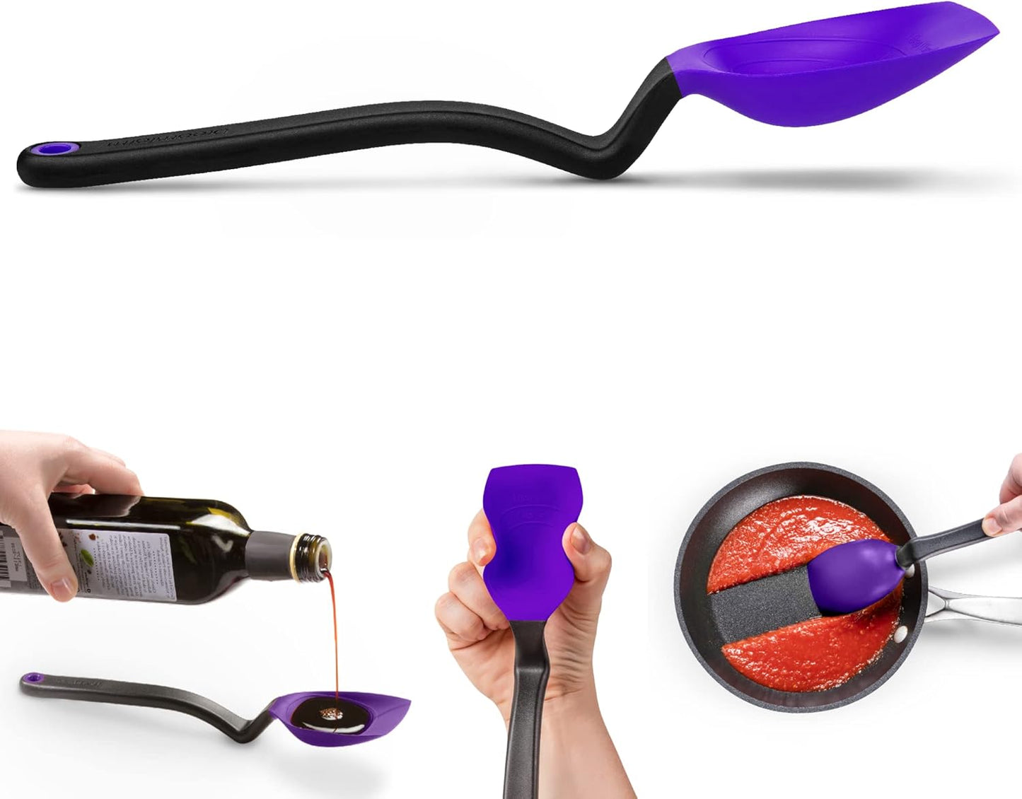 Dreamfarm Supoon Non-Stick Sit-Up Silicone Scraping, Serving, Cooking Spoon Measures 5ml Tsp & 15ml Tbsp - 11" Red