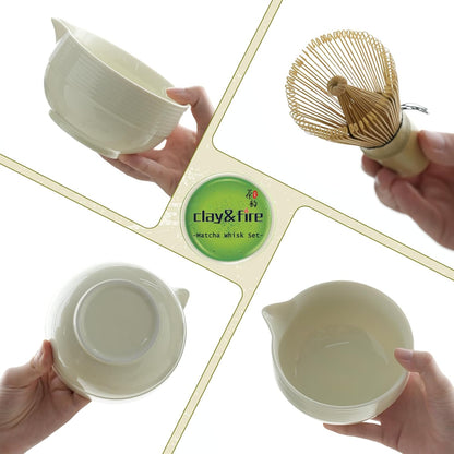 Clay&Fire Matcha Whisk Set, 9 pcs Ceramic Matcha Set, Gifts for Women,Matcha Bowl with Spout and Whisk, Matcha Kit for Matcha Lovers, Gift Mother's Day, Birthday, Anniversary