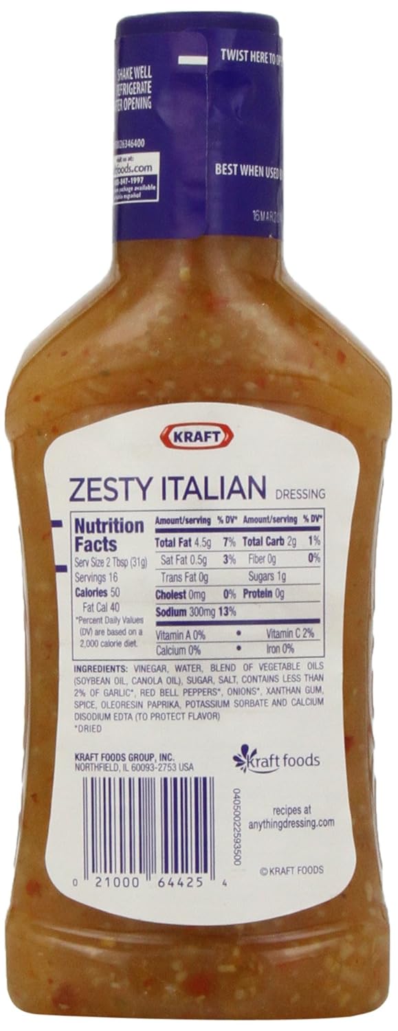 Kraft Zesty Italian Dressing Family Size, 24 fl oz Bottle