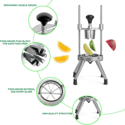 Commercial Easy Wedger Lemon Cutter Fruit Orange Lime Slicer 8 Section 304 Stainless Steel Blade Vegetable Tomatoe Potatoe Chopper Dicer for Home Bar Restaurant