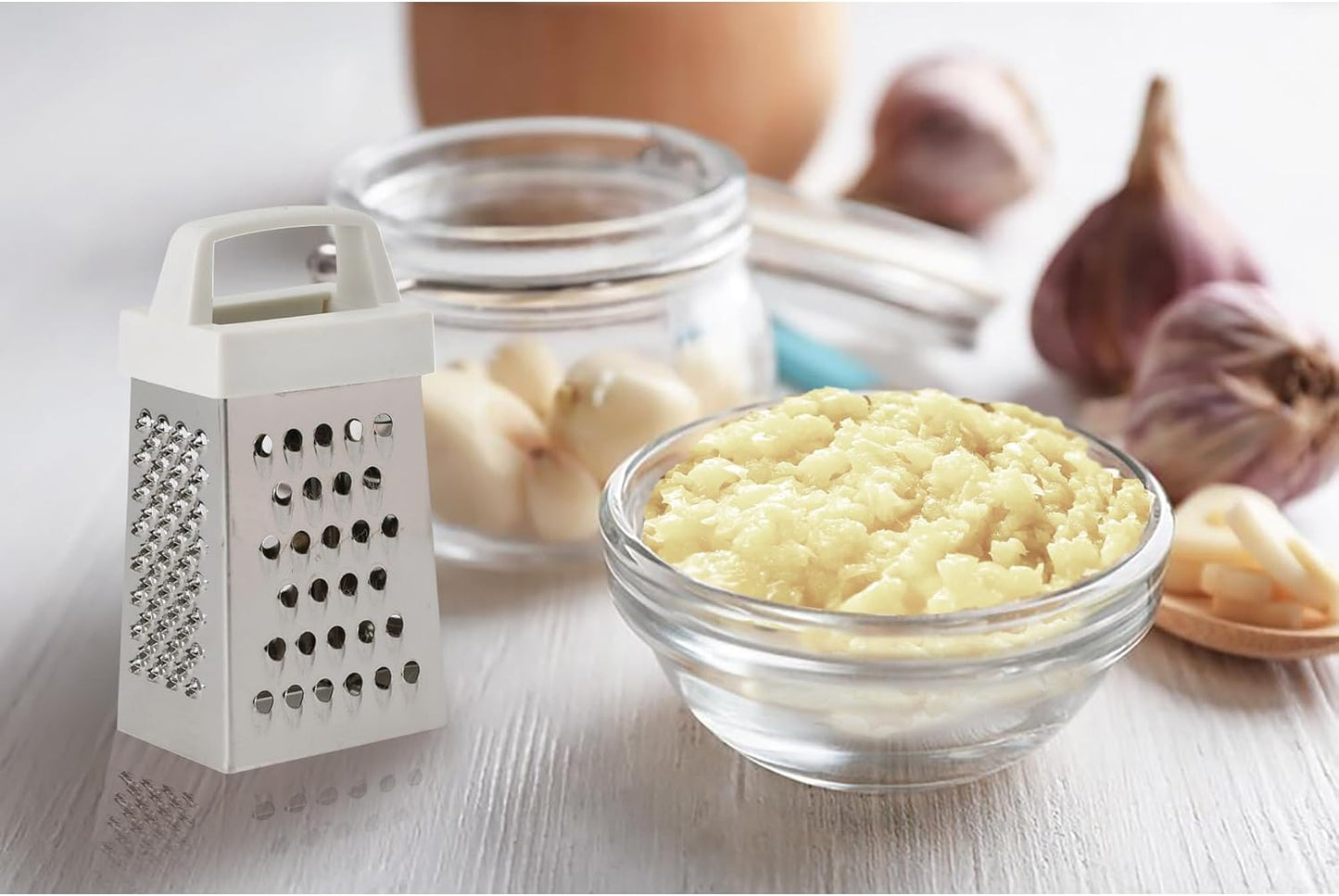 HIC Kitchen Professional Grater Zester, Stainless Steel, Non-Slip Base and Handle, 4 Multi-Grating Surfaces