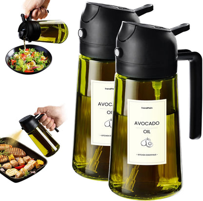 TrendPlain - Original 16oz/470ml Olive Oil Dispenser Bottle for Kitchen Gadgets and Air Fryer Accessories - Olive Oil Sprayer for Cooking w/Stickers - Black