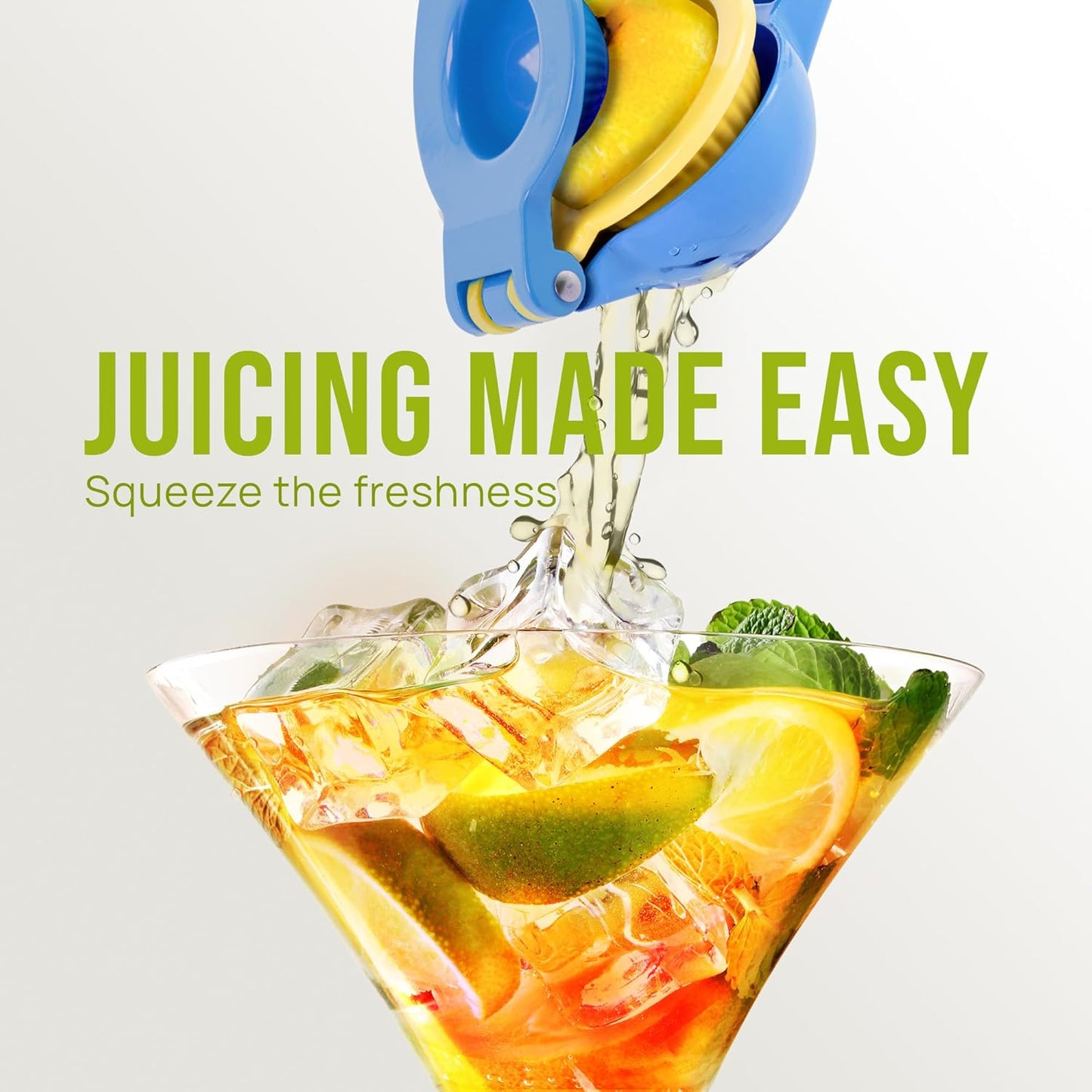 Zulay Kitchen Metal 2-in-1 Lemon Squeezer - Sturdy Max Extraction Hand Juicer Lemon Squeezer Gets Every Last Drop - Easy to Clean Manual Citrus Juicer - Easy-Use Lemon Juicer Squeezer - Yellow/Green