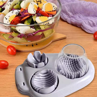 Egg Slicer for Hard Boiled Eggs, 3 Slice Modes Egg Cutter & Egg Dicer, Stainless Steel Egg Chopper for Strawberry, Grape & Tomato, Compact Kitchen Tool
