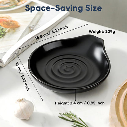 Ceramic Spoon Rest for Kitchen Counter, Coffee Spoon Holder, Easy to Clean Stovetop Spoon Tray, Decorative Countertop Organizer for Soup Spoons/Ladles (White)