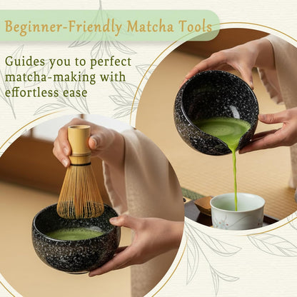 8 Pcs Matcha Whisk Set Chasen Matcha Whisk Bamboo Bowl with Spout Sifter Spoon Scoop Whisk Holder Bamboo Mat Complete Matcha Making Kit (Red Petal)