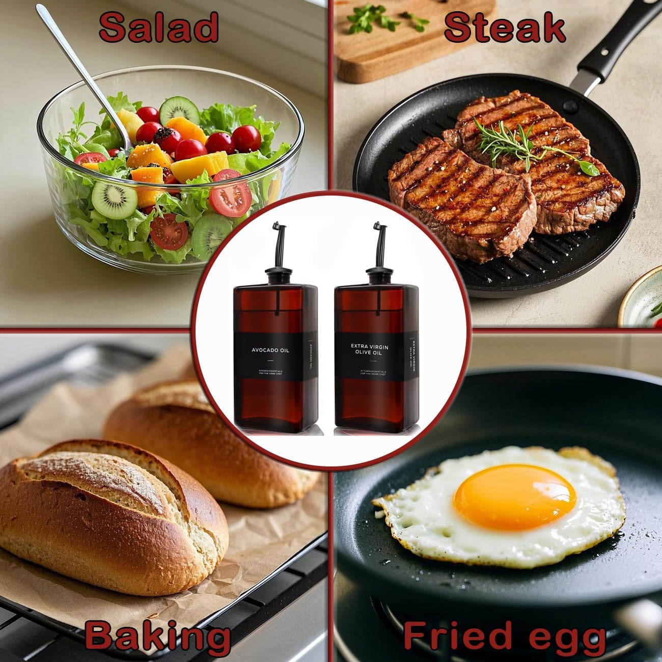 Olive Oil Dispenser Bottle for Kitchen- 16.9oz Oil Bottles UV Protection, Oil and Vinegar Dispenser Set, Drip-Free Pourer, Elegant Kitchen Essential- 16.9oz, Set of 2