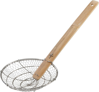 Joyce Chen Kitchen Spider Strainer Stainless Steel 5-Inch Wire Basket with Heat-Resistant Bamboo Handle