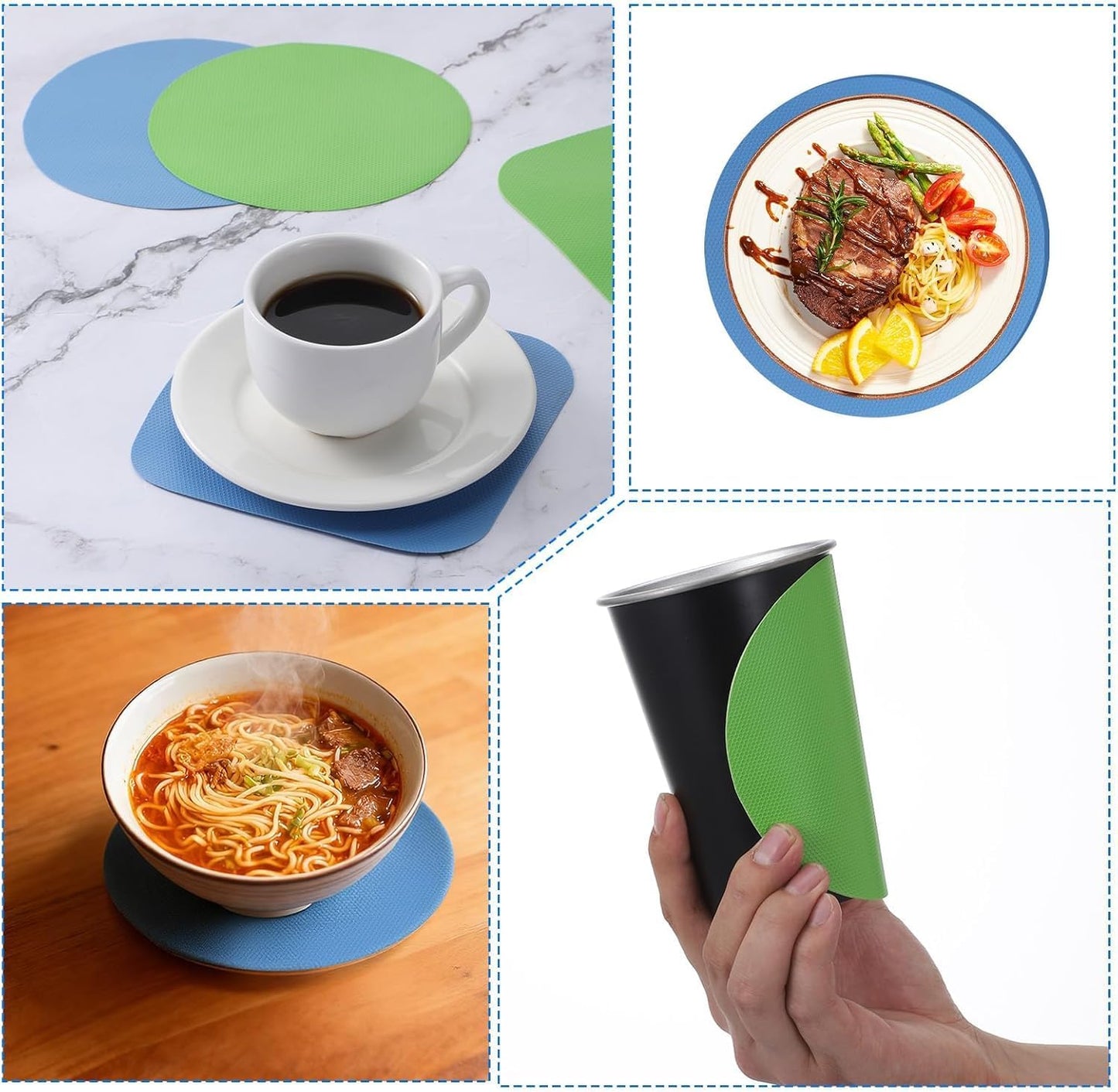 4 Pack Jar Opener, Silicone Bottle Opener Gripper Pads for Seniors with Arthritis, Green and Blue