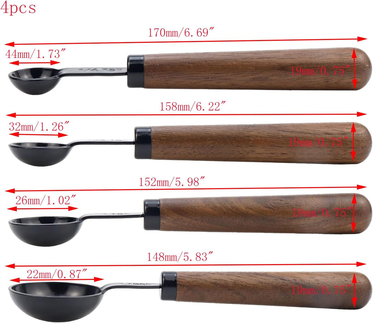 1pcs 1/3 Cup Measuring Cup with Wooden Handle Stainless Steel Measuring Scoop 80ml Measuring Spoon Black 1/3 Measuring Cups for Baking Cooking Wet and Dry Ingredients (80ml)