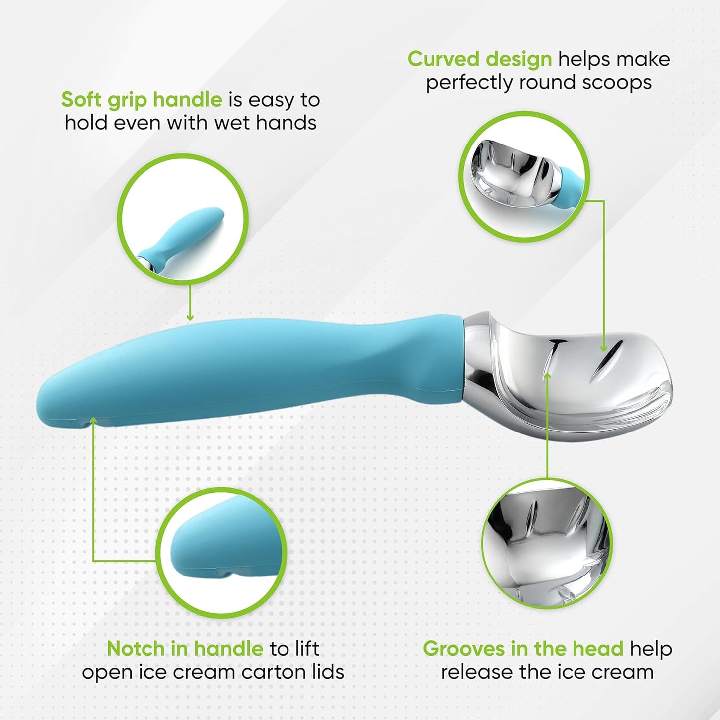 Spring Chef Heavy Duty Ice Cream Scoop with Comfortable Handle - Professional Ice Cream Scooper for Gelato, Sorbet, Cookie Dough, Melon, Frozen Yogurt - Dishwasher Safe Metal Kitchen Tool - Black