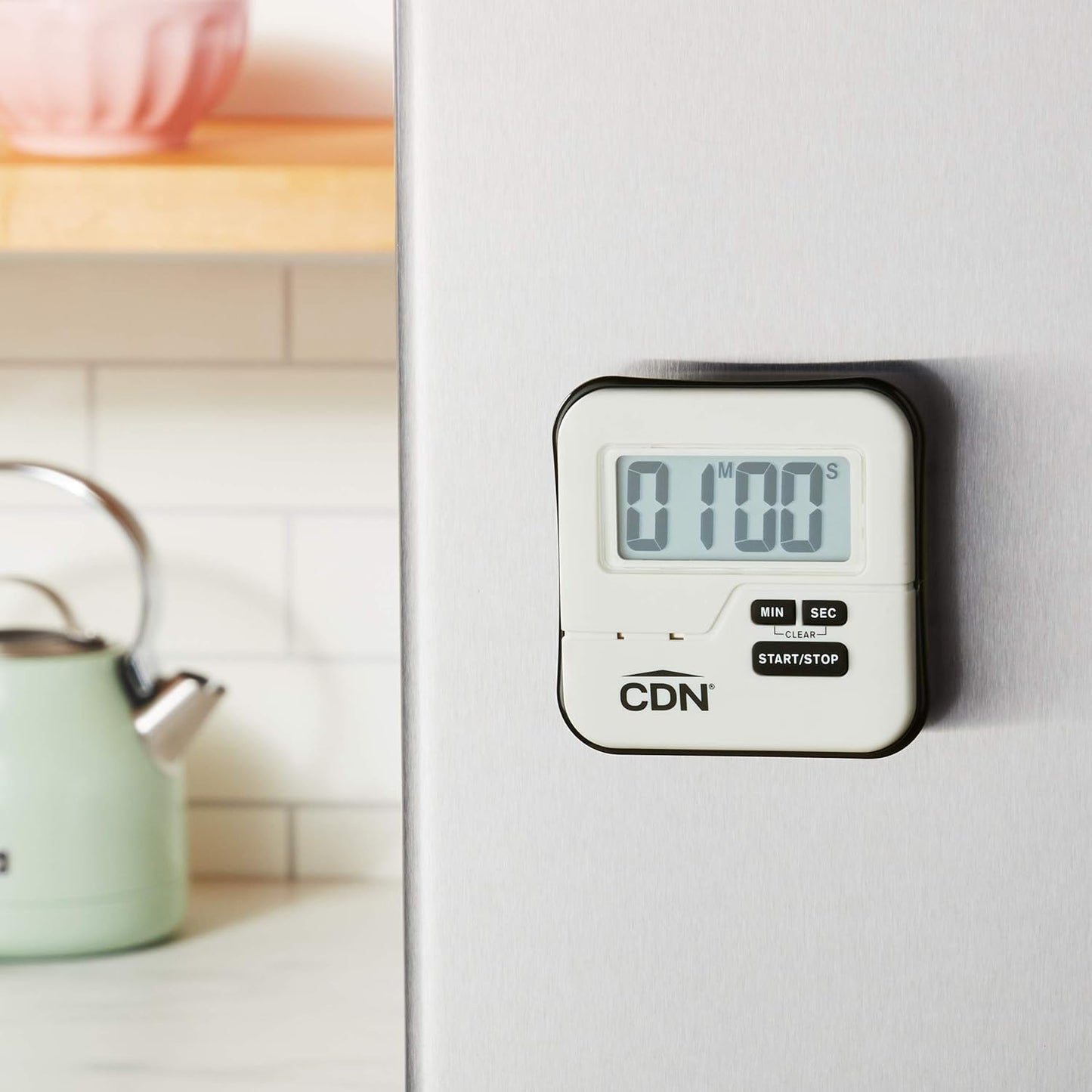 CDN Waterproof Kitchen Timer | Big Digital Display | 90-Second Loud Alarm with Flashing Light | Shatterproof & Steamproof | Magnet & Stand Mount | Ideal for Chefs | TMW1