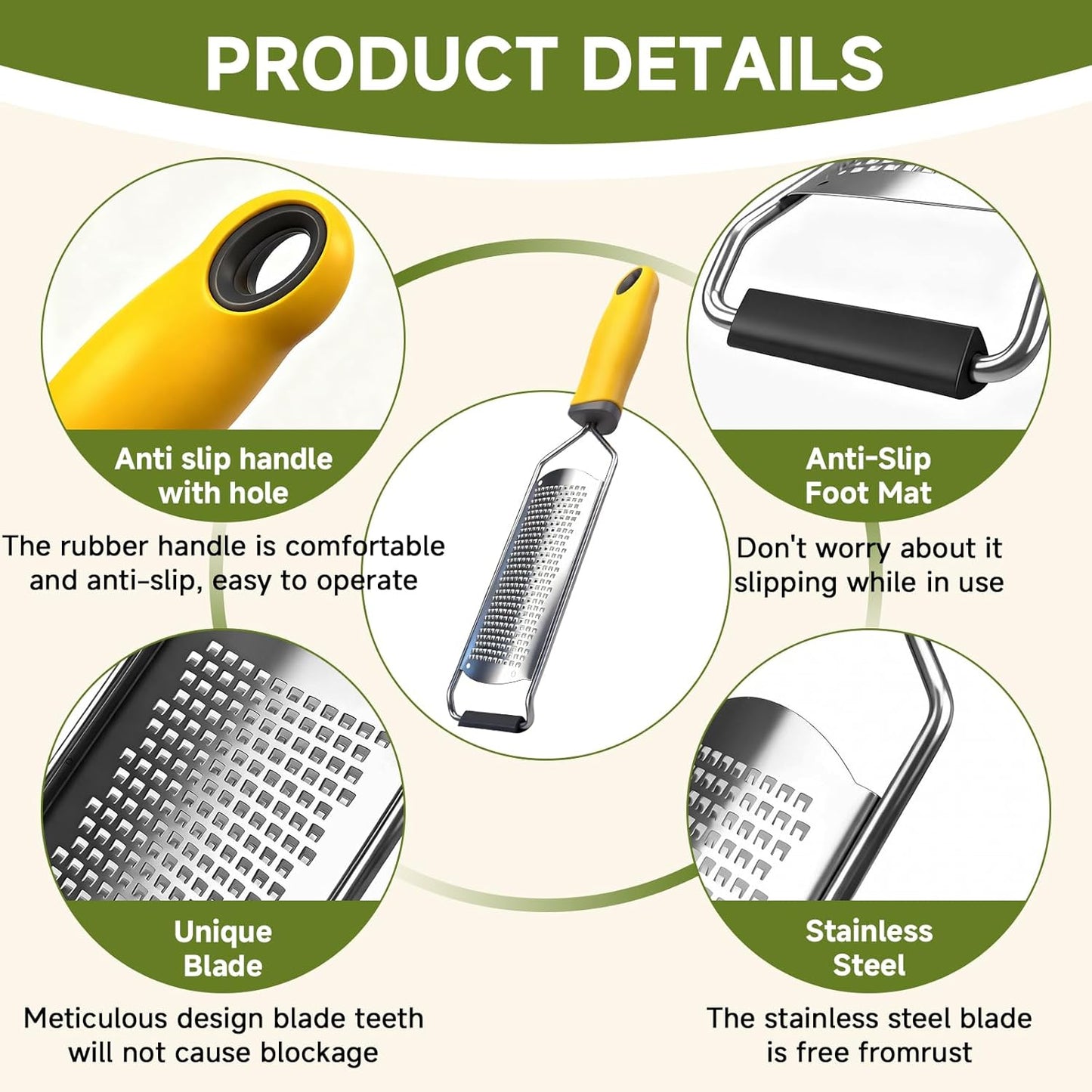 Cheese Grater Handheld & Lemon Zester with Handle, Stainless Steel Citrus Zester for Parmesan Garlic Ginger (Red)