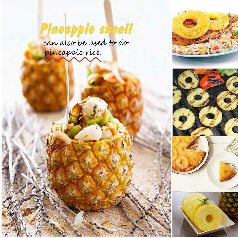 Pineapple Corer, Easy Gadget Kitchen,Fruit Slicer, Cutter Peeler Stem Remover Blades,Sliver Stainless Steel, for Diced Fruit Rings All in One Pineapple Tool Peeler Slicer, Easy To Use and Clean