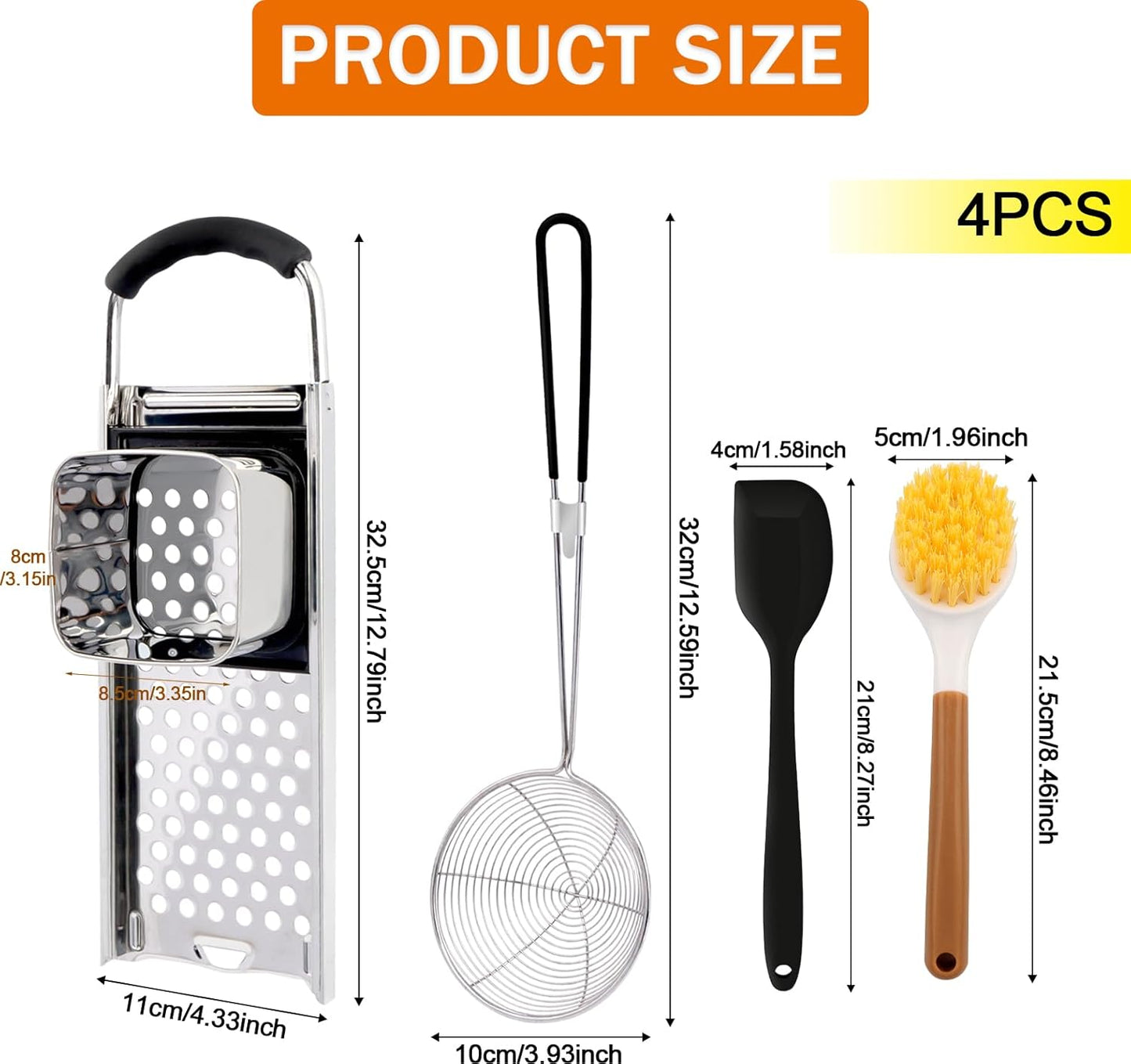 Premium Grade Stainless Steel Spaetzle Maker, Spider Strainer Skimmer Spoon Pasta Strainer, Homemade Traditional Egg Noodle Dumpling Making Tool Set