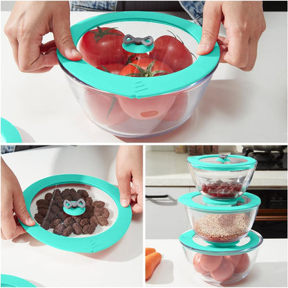 2 Pack Replacement Lids for Pyrex 7201-PC 4 Cup Glass Containers Mixing Bowl Silicone Storage Cover Leakproof Red