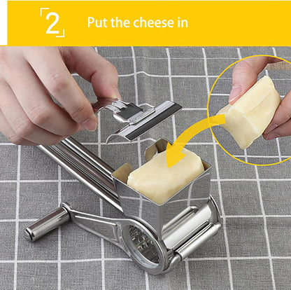 Joyeee Cheese Grater with Handle, Stainless Steel Multipurpose Food Vegetable Potato Hand Grater for Grating and Shredding Hard Cheese, Chocolate, Medium, Walnuts, Potato, Carrot