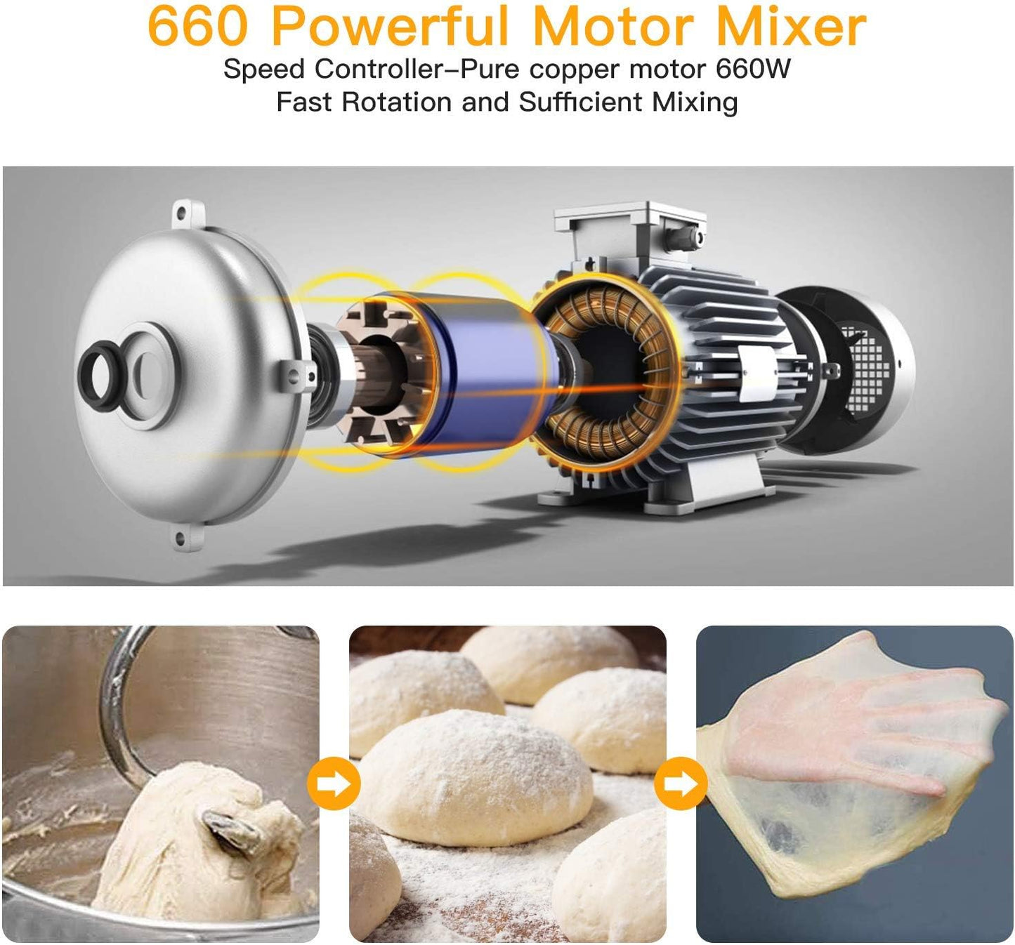 Stand Mixer, 7.5QT 660W Electric Dough Mixer, Kitchen 10-Speed Tilt-Head Food Mixer for Baking&Cake, with Stainless Steel Bowl, Whisk, Dough Hook, Beater, Splash Guard(RED) MC1
