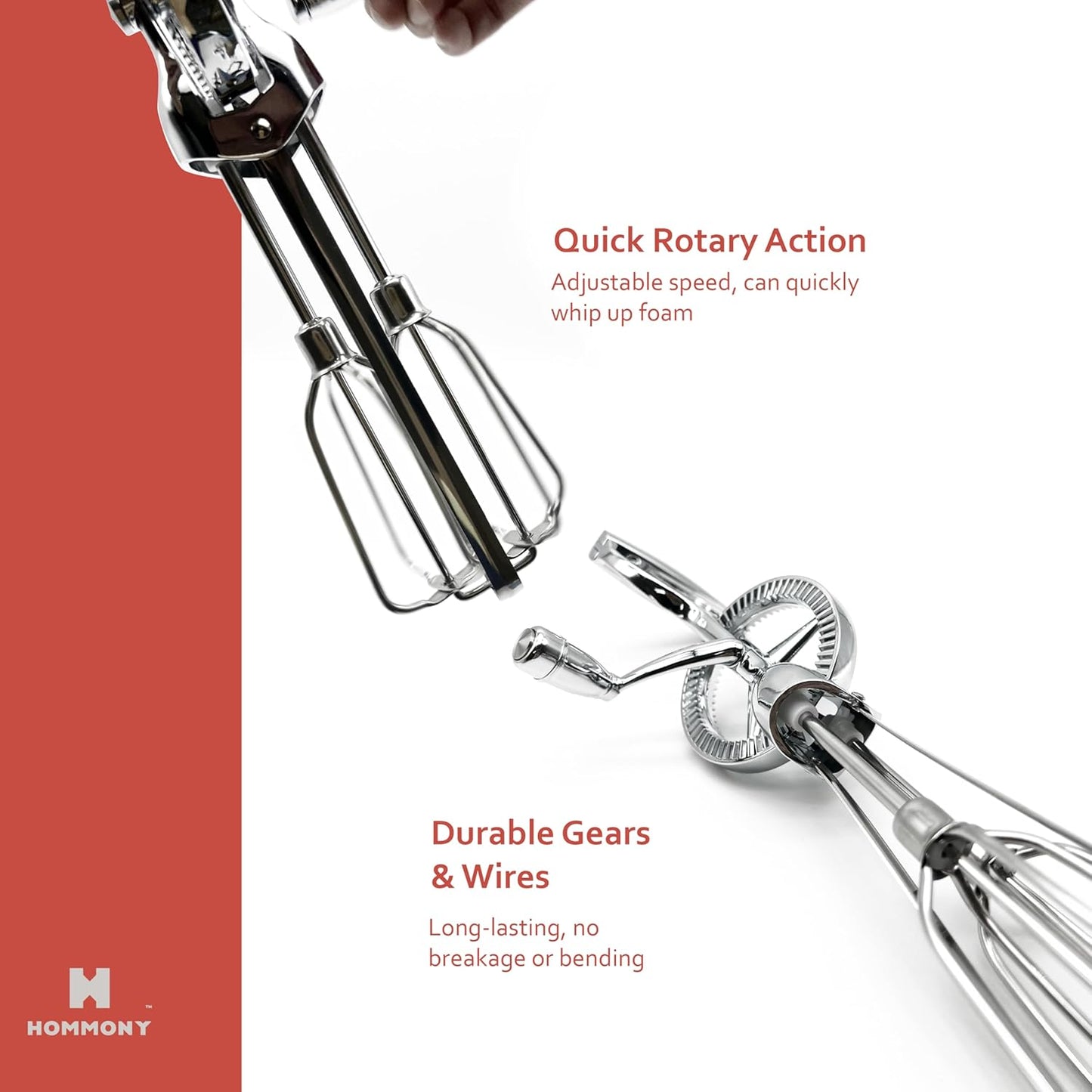 Rotary Egg Beater 12", Stainless Steel Baking Set with Silicone Spatula and Basting Pastry Brush