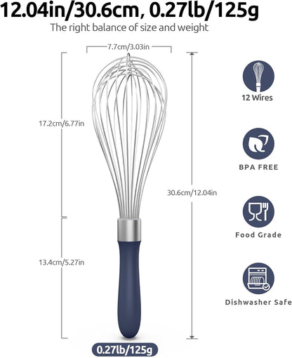 U-Taste 7" Mini Whisk for Cooking: 18/8 Stainless Steel Small Metal Kitchen Wisk, Tiny Hand Mixing Tool for Coffee, Egg, Sauce, 6-Wires Compact Head for Baking, Beating in Bowl, Mug, Jar (Set of 2)