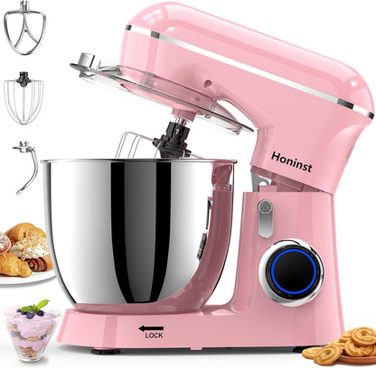 Honinst Stand Mixer, 6.5QT 10-Speed Tilt-Head Electric Stand Mixer, 3-In-1 Kitchen Mixer with Bowl, Dough Hook, Whisk and Beater, Food Mixer for Baking, Cake and Most Home Cooks, Black