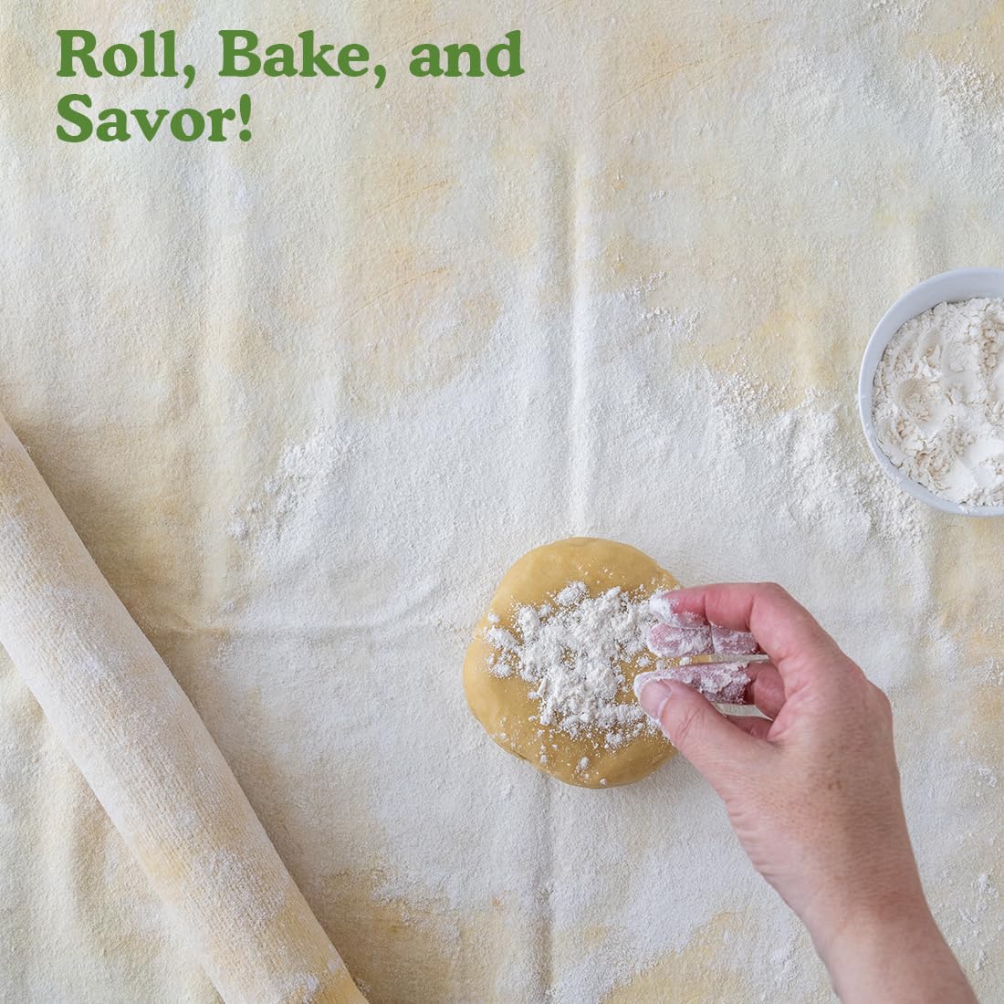 Regency Wraps Natural Pastry Cloth 20"x24" with 15”Rolling Pin Cover, 100% Cotton for Non-stick Dough Rolling, Achieve Perfect Dough for Baked Goods.