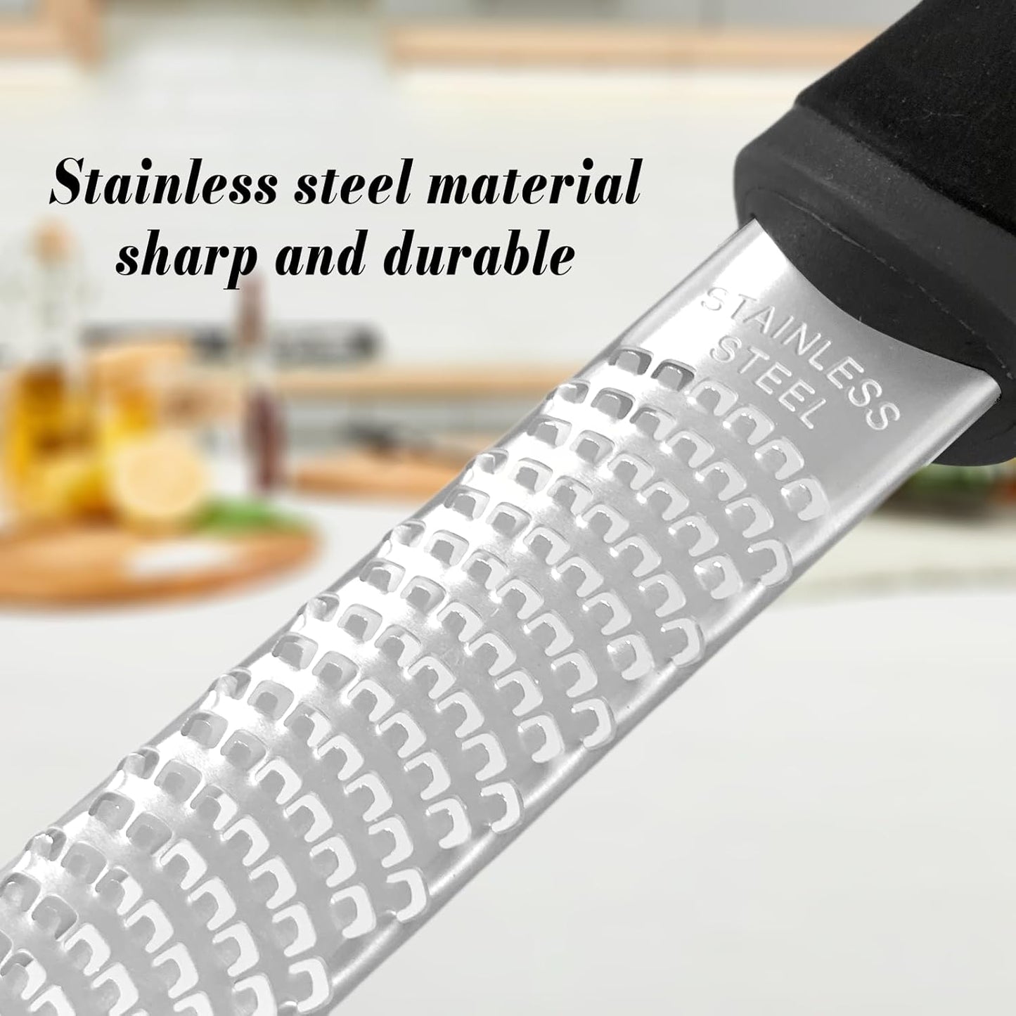 Lemon Zester Tool,Hand Grater Garlic Grater Plate with Protect Cover 304 Stainless Steel Blade Baking Supplies Black