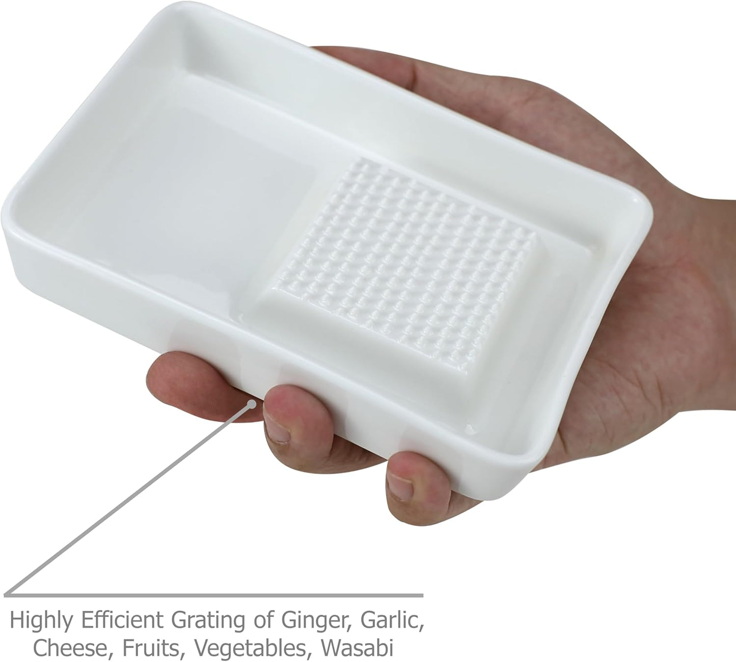 EIKS Ceramics Grater Plate for Ginger Garlic Wasabi Daikon Fruits Root Vegetable Cooking Preparation (Spade-shaped)