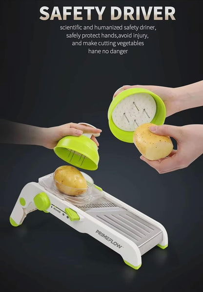 Mandoline Slicer – Adjustable Stainless Steel Vegetable Cutter with Safety Guard, Multiple Blades, Julienne & Thickness Control for Kitchen Prep