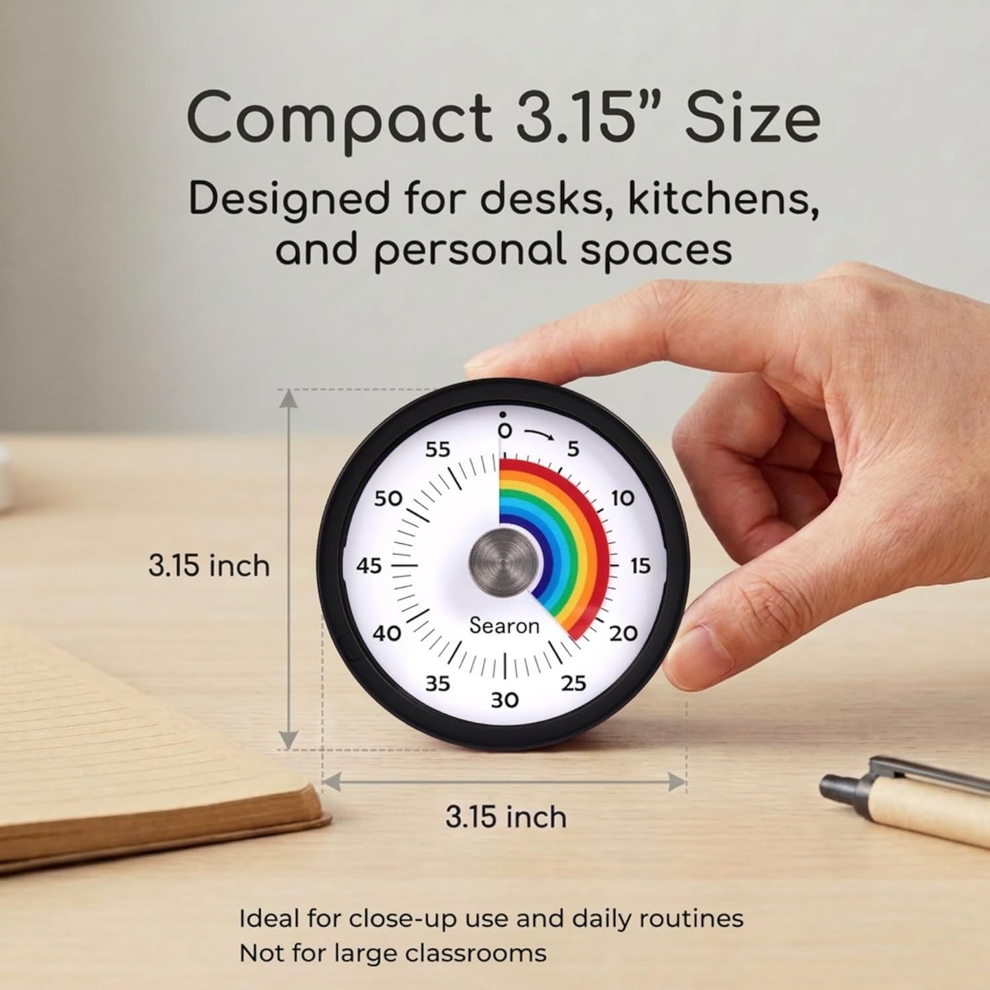 Searon Magnetic Visual Kitchen Timer, 60 Minute Countdown Timer with LED Alert, Turn the Dial to Start, No Winding Needed for Cooking, Baking, Meal Prep & Daily Kitchen Tasks (Blue)