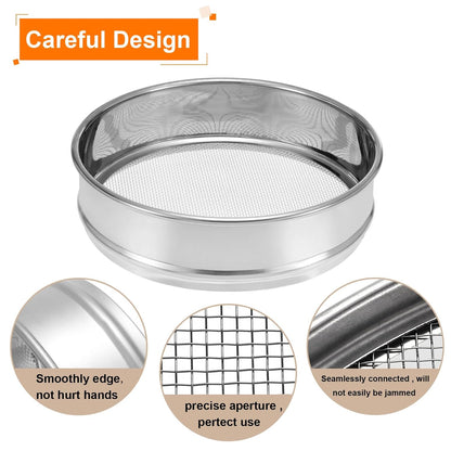 PATIKIL 10 Mesh Lab Sieve, 8" Diameter Test Sieve 304 Stainless Steel Wire Cloth (2mm) for Industrial Laboratory