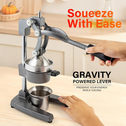 Manual Cast Iron Juicer, Commercial Lemon Squeezer, Professional Citrus Juicer, Ideal for Extracting Juice From Lemons, Oranges, and Grapefruits. Easy to Clean. (Black)