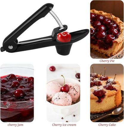 Cherry Pitter - Equipped with Stainless Steel Blade for Quick Cherry Pit Removal, Features Convenient Spring-Back Structure, Suitable for Daily Use for Home Kitchens & Dessert Making, Black