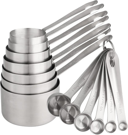 Measuring Cups and Spoons Set, Copper Measuring Cups and Spoons Set for Baking & Kitchen, Stainless Steel Measure Cup and Spoon for Dry &Liquid, Metal 7 Measure Cups&6 Spoons
