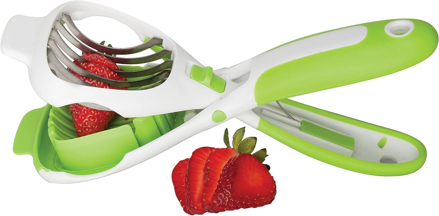 HIC Kitchen Handy Dandy Slicer For Eggs, Fruit, Mushrooms, Stainless Steel Blades, Non-Slip Grip, Spring-Loaded Action
