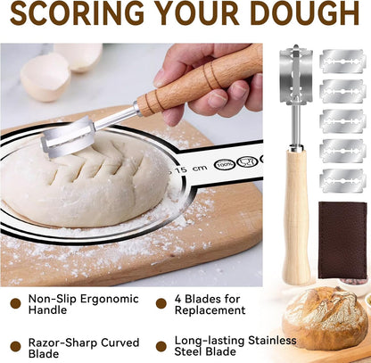 Sourdough Starter Kit - Banneton Proofing Basket 9 Inch Round & 10 Oval, Complete Sourdough Bread Baking Supplies with Starter Jar, Bread Sling, Lame, Danish Dough Whisk, Bags