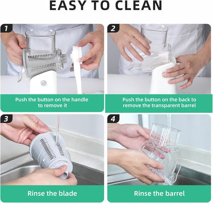 5 in 1 Rotary Cheese Grater, Manual Hand Crank Cheese Grater With Reinforced Suction & 5 Interchangeable Blades, Multifunctional Cheese Shredder, Easy to Use and Clean, White