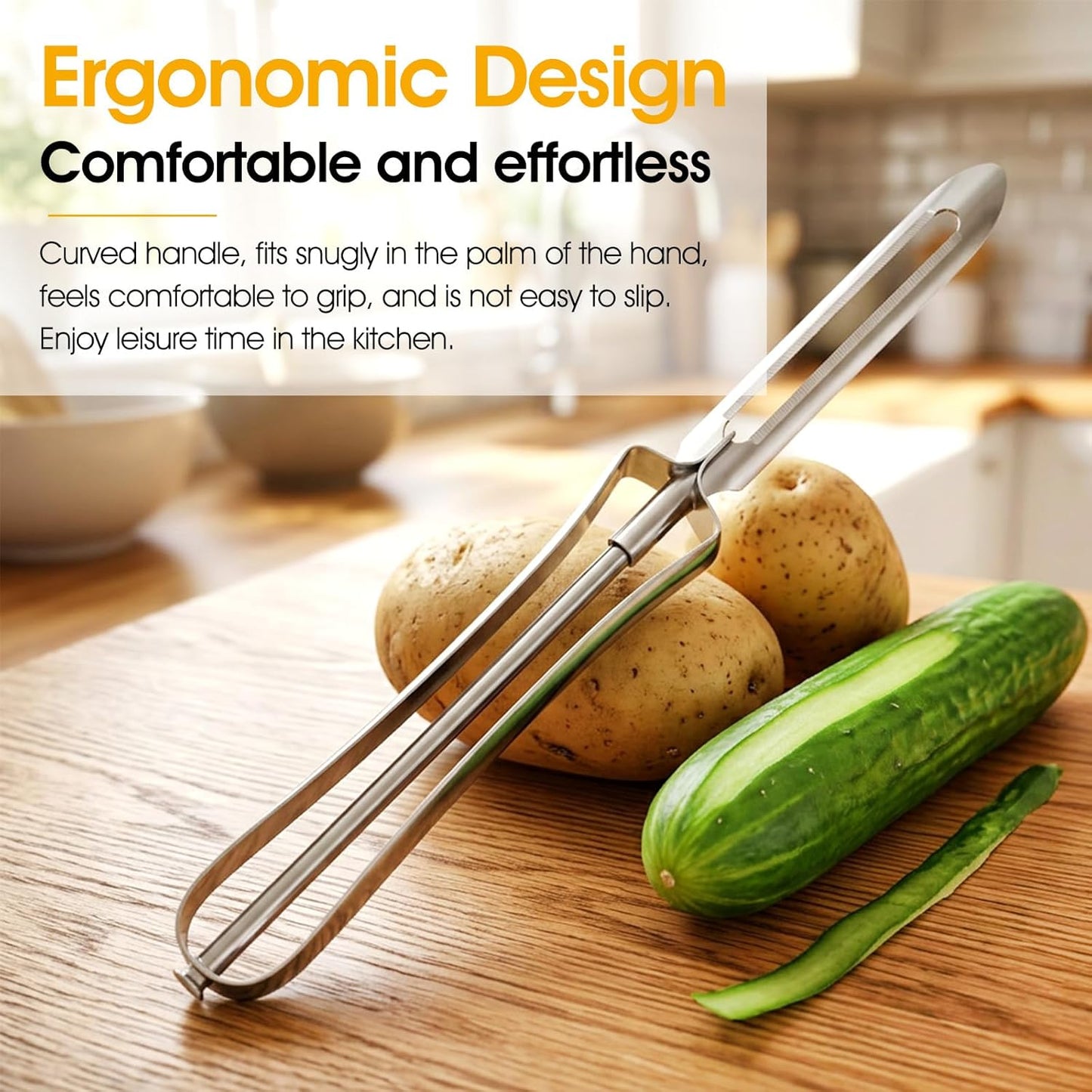 3PCS Stainless Steel Vegetable Peelers for Kitchen, Swivel Blade, Ergonomic Handle Rotary Peeling Knife, Potato Eye Remover Kithchen Cutter Tools for Potatoes, Carrots, Apples, Fruit - Dishwasher Safe