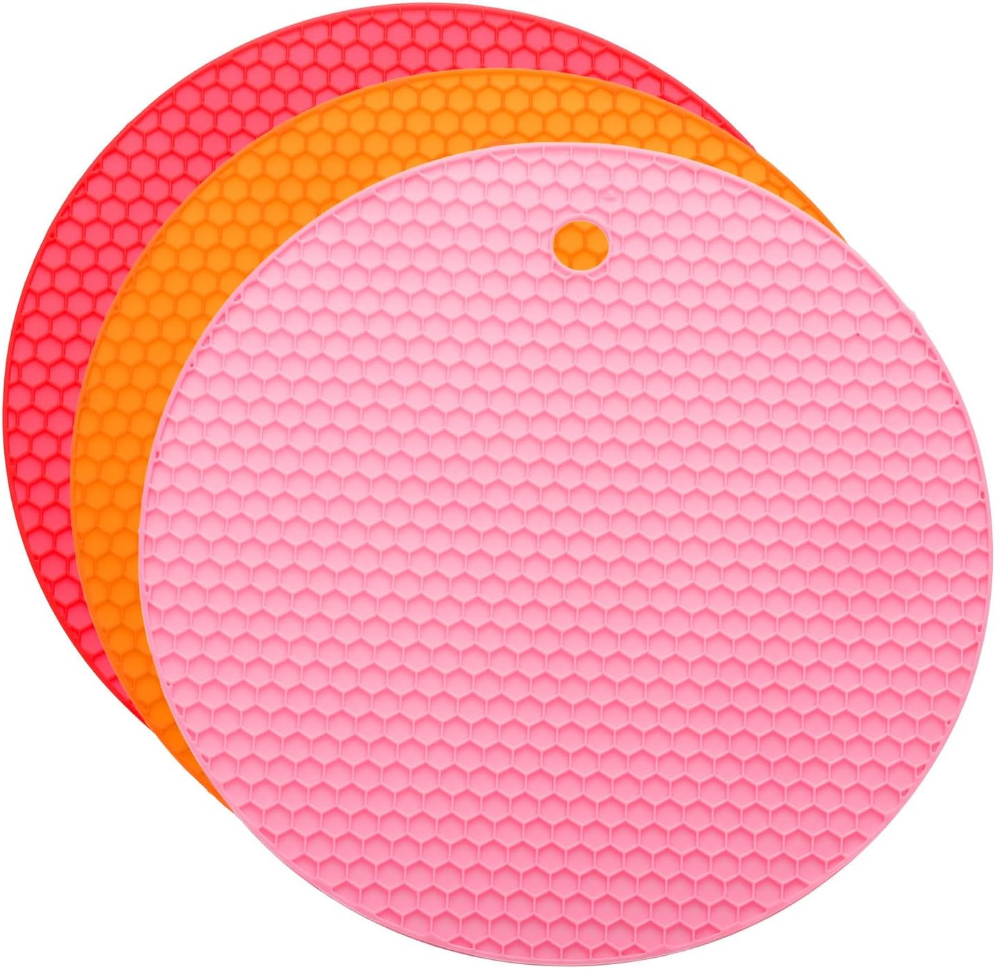 uxcell 3pcs Silicone Jar Opener Pads, 17.5cm/7" Texture Can Opener Multipurpose Round Bottle Lid Opener Non-Slip Coasters for Weak Hands Seniors Children, Orange, Blue, Gray