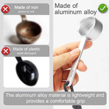 Aluminum Coffee Scoop 2 Tbsp (30ml), Metal Measuring Spoon for Coffee Beans & Ground Coffee, Protein Powder Scoop, Kitchen Measuring Tool