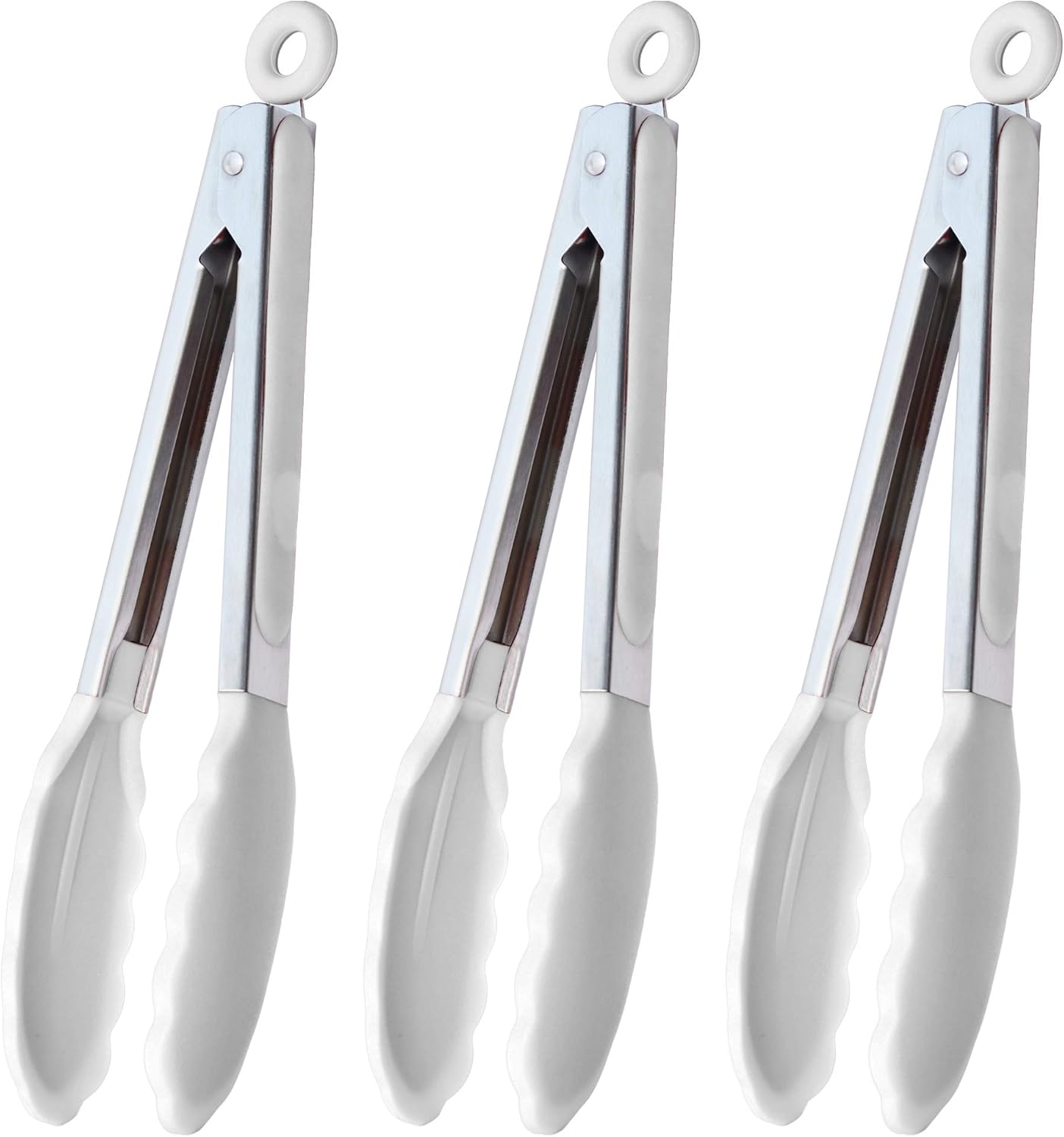 HINMAY Stainless Steel Kitchen Tongs 9-Inch Cooking Tongs, Set of 3