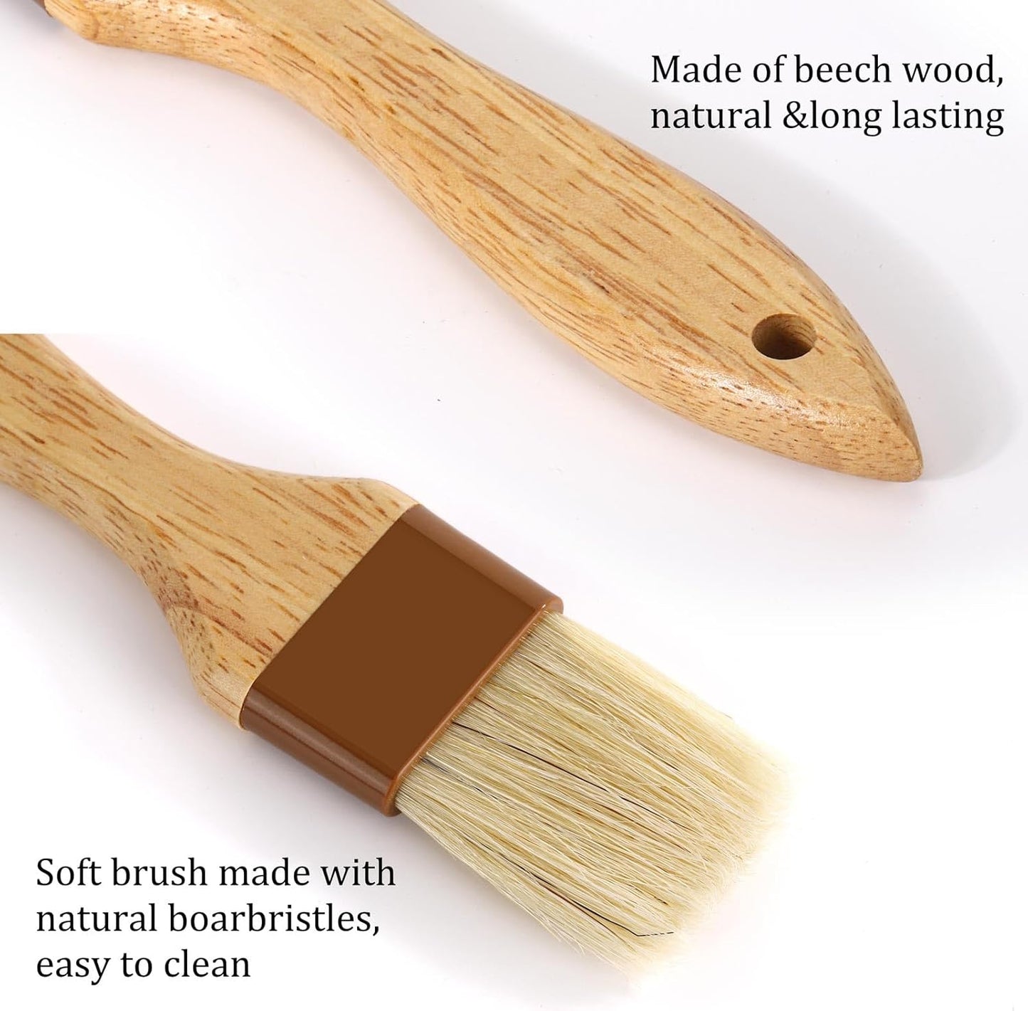 6Pcs Pastry Brushes, Natural Bristle Basting Brush for Cooking Food