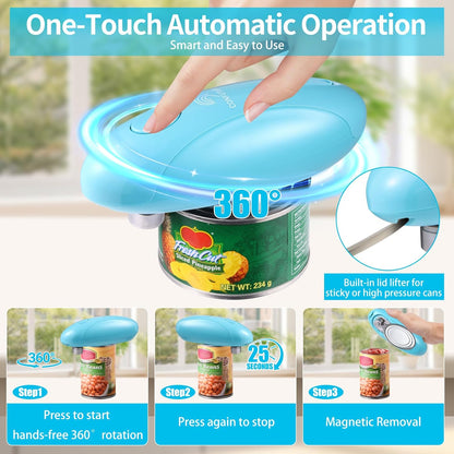 Can Opener Electric - Upgraded One-Touch Automatic, Smooth Edge, USB-C Rechargeable, Perfect for Seniors (Black)